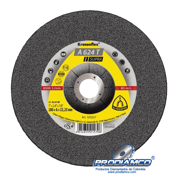 Disco Abrasivo 7” x 6mm Desbaste de Metal Profesional