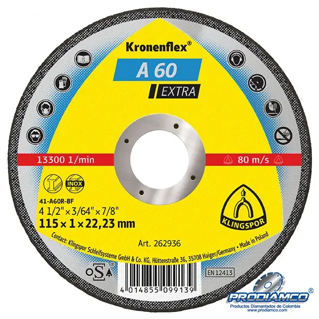 Disco Abrasivo Extra 4.5” x 1mm Corte de Metal